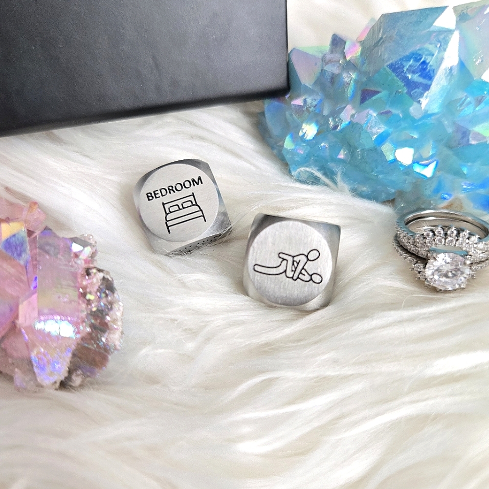 NIB (18+) • Newlywed Bachelorette Honeymoon Frisky Silver Dice Game